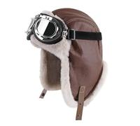 Lifup Chapeau et Lunettes d'aviateur Vintage, Unisex Chapka Marron