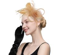 Lifup Chapeau Fascinator Femme, Mariage et Cocktail Tea Party Chapeaux, Plumage Bandeau pour Fête Église Marron