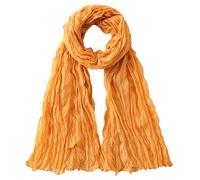 Lifup Femme Foulard Coton Lin Etole Froissé Respirant Turban pour Printemps Été Orange 2 90 x 180 cm