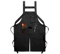 Lifup Tablier de Jambe Fendue en Denim de Poterie, Tablier Croisé avec Poches, Réglable avec de Longues Lanières Noir