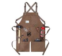 Lifup Tablier de Potie avec Poches, Tablier Croisé, Jambes Fendues, Réglable avec de Longues Lanières pour Cuisiner, Faire la Cuisine, Jardiner Marron