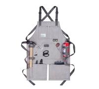 Lifup Tablier de Potie avec Poches, Tablier Croisé, Jambes Fendues, Réglable avec de Longues Lanières pour Cuisiner, Faire la Cuisine, Jardiner Gris