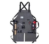 Lifup Tablier de Potie avec Poches, Tablier Croisé, Jambes Fendues, Réglable avec de Longues Lanières pour Cuisiner, Faire la Cuisine, Jardiner Gris foncé