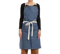 Lifup Tablier de Potie, Tablier Croisé avec Poches, Jambes Fendues, Réglable avec de Longues Lanières pour Cuisiner, Faire la Cuisine, Jardiner Bleu
