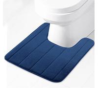 Lifup Tapis de salle de bain souple en forme de U, tapis de bain en mousse à mémoire de forme, antidérapant, absorption de l'eau, séchage rapide, tapis de sol de salle de bain, bleu marine, 4 x 4 m