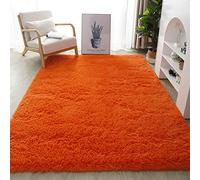 Lifup Tapis Rectangle à Poils Longs Doux et Moelleux, Tapis Décoratif Antidérapant pour Salon Chambre Orange 120 x 200 cm