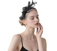Lifup Vintage Fascinator Hat Femmes, Mariage et Cocktail Tea Party Chapeaux, Élégant Plumage Bandeau Noir