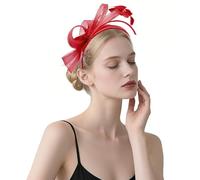 Lifup Vintage Fascinator Hat Femmes, Mariage et Cocktail Tea Party Chapeaux, Élégant Plumage Bandeau Rouge