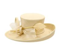 Lifup Vintage Fascinators Chapeau Femmes, Party Chapeaux de Soleil à Large Bord, Tea Party Bandeau pour Fête Église Mariage Cocktail Beige 2