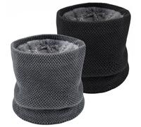 lifwimner Tour de Cou Echarpe Homme Gaiter Masque Cagoule Moto Cache-Cou Hiver Doublure Polaire Neck Warmer Snood 2 Pièces (NoirGris)