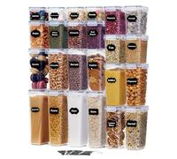 Lifwit Boite Rangement Cuisine Lot de 24, Boite Hermetique Alimentaire Plastique, Boite Cereale, Bocaux Rangement Cuisine, Boite Conservation Alimentaire avec Couvercle, Boite Farine, Spaghetti, Sucre