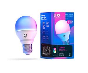 LIFX Colour A60 1000 lumens [E27], Milliards de couleurs et de teintes de blanc, Ampoule LED connectée Wi-Fi, Pas de pont, Compatible avec Alexa, Hey Google, HomeKit et Siri