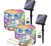 Ligarko [Lot de 2 Guirlande Lumineuse Solaire Extérieure, 12 M 120 LED PVC étanche, 8 Modes Décoration Pour Jardin, Balcon, Terrasse, Portail, Cour, Mariage, Fête (Coloré)