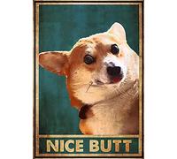 Ligati Nice Butt - Plaque en métal rétro avec chien Corgi - Décoration murale vintage chic pour salle de bain - 20,3 x 30,5 cm