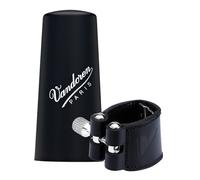Ligature cuir et couvre-bec plastique Vandoren LC22P pour clarinette mi b mol avec 3 plaques de pression interchangeables