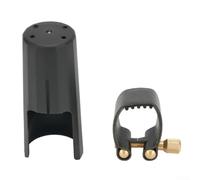 Ligature de saxophone en cuir synthétique avec capuchon pour embouchures de saxophone alto, soprano, ténor et clarinette, offre une tenue fiable et une stabilité sonore améliorée (pour soprano)