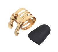 Ligature de saxophone en métal avec coque en caoutchouc pour saxophone alto, ténor soprano et clarinette, vis réglable pour plus de sécurité (SOPRANO SAX)