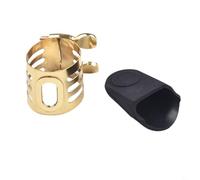 Ligature de saxophone en métal avec coque en caoutchouc pour saxophone alto, ténor soprano et clarinette, vis réglable pour plus de sécurité (ALTO SAX)