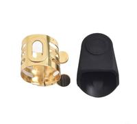 Ligature en métal pour clarinette avec vis pour fixation de canne | Pour saxophone alto et ténor, sax soprano et clarinette, construction en métal robuste, aspect doré