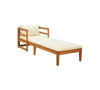 vidaXL Chaise longue avec coussins en bois d'acacia solide – Blanc crème