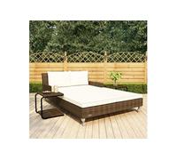 vidaXL Ligbed met kussens 2-persoons poly rattan bruin48130 Marron G