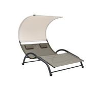 Ligbed tweepersoons met luifel textileen taupe310545