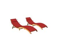 Vidaxl Chaises Longues 2 Pcs Avec Coussins Bois D'acacia Solide