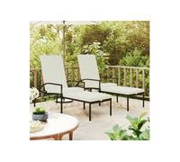 vidaXL Ligbedden 2 st met voetensteun polyetheen rattan zwart317632 Noir G