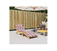 vidaXL Coussin de chaise longue à carreaux rouge 186x58x4 cm