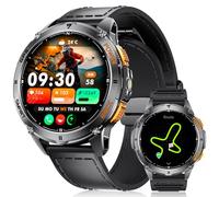 LIGE GPS Intégré Montre Connectée Homme, 1,43 Pouces AMOLED Smartwatch avec Lampe Torche LED pour Android & iOS, Étanchéité 5ATM, 300+ Cadran, Boussole/Altimètre, 170+ Sports, Noir Graphite