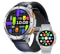 LIGE GPS Intégré Montre Connectée Homme, 1,43 Pouces AMOLED Smartwatch avec Lampe Torche LED pour Android & iOS, Étanchéité 5ATM, 300+ Cadran, Boussole/Altimètre, 170+ Sports, Bleu Foncé
