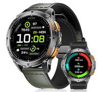 LIGE GPS Intégré Montre Connectée Homme, 1,43 Pouces AMOLED Smartwatch avec Lampe Torche LED pour Android & iOS, Étanchéité 5ATM, 300+ Cadran, Boussole/Altimètre, 170+ Sports, Vert Foncé