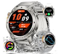 LIGE GPS Montre Connectée Homme, 1.43" AMOLED Boussole Smart Watch, 170+ Modes Sportifs Montre Monnectée GPS Intégré, IP68 Mode Natation Etanche, Podometre Smartwatch pour iOS Android, Argent
