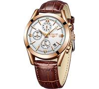 LIGE Hommes Analogique Quartz Montre avec Bracelet en Cuir