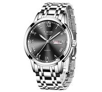 LIGE Hommes Montres Chronographe Étanche En Acier Inoxydable Analogique Quartz Montre Hommes Mode Affaires Robe Montre-Bracelet, Noir, Affaires
