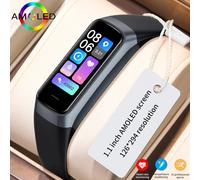 LIGE-Montre connectée étanche pour IOS et Android, écran AMOLED de 1.1 pouces, pour le sport, la natation, l'intérieur et l'extérieur black