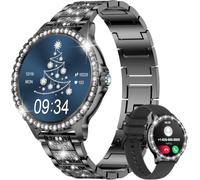 LIGE Montre Connectée Femme, 1.32" Diamond Smartwatch, Noir