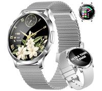 LIGE Montre Connectée Femme 7,9mm Ultrafin 1,32" AMOLED Appel Bluetooth Argenté Acier Elegant Fitness Tracker Sport Smartwatch pour Android iOS,Fréquence Cardiaque,Moniteur de Sommeil,Podomètre