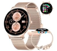 LIGE Montre Connectée Femme 7,9mm Ultrafin 1,43" AMOLED Bluetooth Appels pour Android iOS Elegant Rond Smartwatch Femme Santé,Moniteur de Sommeil,Podometre,Cycle Menstruel,Calories,Or Rose