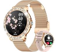 LIGE Montre Connectée Femme avec Appel Bluetooth, 1.32" Diamond Smartwatch Féminine Etanche avec 110+ Modes Sportifs Podometre Sommeil pour iOS et Android, 500+ Cadran, Or Rose Mesh