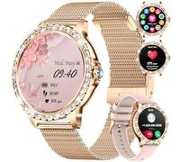 LIGE Montre connectée Femme Bluetooth Appels pour Android iOS 1,32" HD Full Touch Screen Smartwatch Diamant Maille Rose,Fréquence Cardiaque,Moniteur de Sommeil,Podomètre,Calories,100+ Mode Sport
