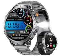 LIGE Montre Connectée Homme,1.85" HD Grand Écran/1000 mAh Batterie/LED Lampe pour Android iOS, Smartwatch Homme avec Appel Bluetooth, 24/7 Fréquence Cardiaque, 100+ Modes Sportifs, IP68 Étanche, Noir