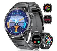 LIGE Montre Connectée Homme(3 Bracelets),1.43" AMOLED Montre Connecté avec Appel Bluetooth Moniteur Fréquence Cardiaque Podomètre, Smartwatch Etanche IP68 pour Android iOS, SML3-H