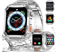 Lige Montre Connectée Homme(3 Bretelles),1,96"" Montre Tactile Connecté Militaire 100+ Modes Sportifs, 400mah 5atm Étanche,Moniteur Fréquence Cardiaque Podomètre Fitness Tracker Smartwatch Ios Android