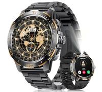 LIGE Montre Connectée Homme, Appel Bluetooth, Écran AMOLED 1,43" Smartwatch avec Lampe Torche/IP68 Étanche, Fréquence Cardiaque/Sommeil, 100+ Modes Sportifs Fitness pour Android iOS, Noir