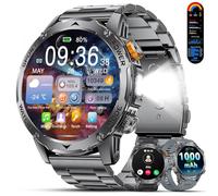 LIGE Montre Connectée Homme avec 1,75'' HD Écran/1000mAh Batterie/LED Lampe,Smartwatch Homme avec 100+ Modes Sportifs/IP68,24/7 Moniteur de Fréquence Cardiaque et Sommeil pour Android iOS 3 Bracelets