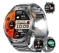 LIGE Montre Connectée Homme avec 1,75'' HD Écran/LED Lampe/1000mAh Batterie,Smartwatch Homme avec 100+ Modes Sportifs/IP68,24/7 Moniteur de Fréquence Cardiaque et Sommeil pour Android iOS 3 Bracelets