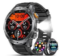 LIGE Montre Connectée Homme avec 1000mAh Batterie 1,75" AMOLED Écran/Appels/LED Lampe, 120+ Modes Sportifs, Calories/SpO2/Fréquence Cardiaque/Sommeil IP68 Étanche Smartwatch pour Android iOS Noir