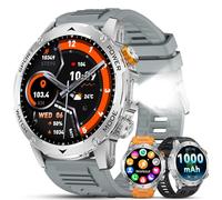 LIGE Montre Connectée Homme avec 1000mAh Batterie 1,75" HD Écran/Appels/LED Lampe, 120+ Modes Sportifs, Calories/SpO2/Fréquence Cardiaque/Sommeil IP68 Étanche Smartwatch pour Android iOS Argenté