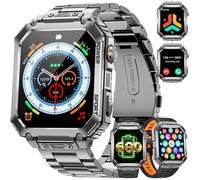 LIGE Montre Connectée Homme avec 3 Bracelets, Grand Écran HD de 2,01", Appels Bluetooth, Suivi de la Fréquence Cardiaque, Podomètre, Smartwatch Étanche IP68 Compatible Android et iOS, EF2-L